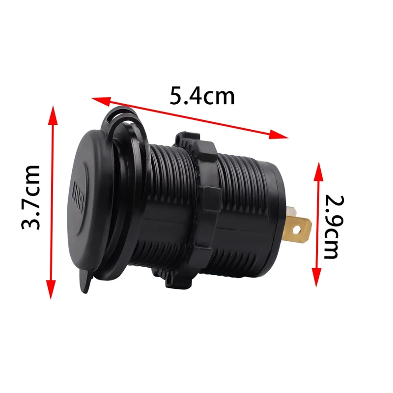 CS-526 USB 2.1A Charging Power Charger Dual USB Port Car Charger with Dual LED Ring Light - Red