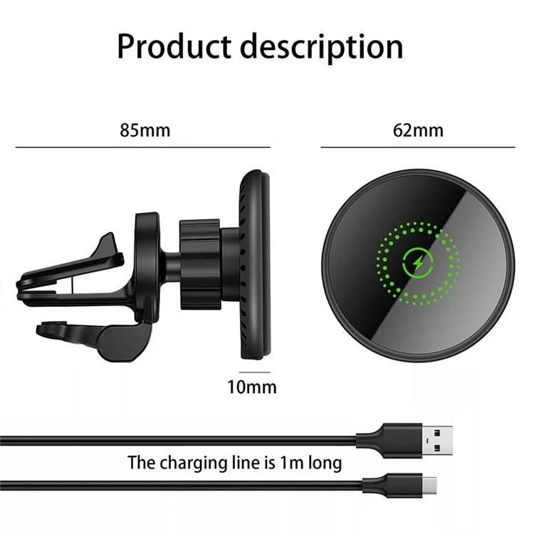 B553 For iPhone 12 / 13 / 14 Series 20W Magnetic Adsorption Wireless Charger Car Air Vent Mount Charging Stand