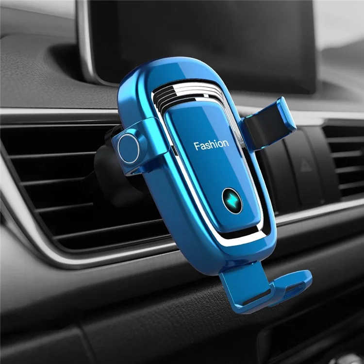 S19 Caricabatterie wireless per auto da 15 W Supporto per presa d'aria Porta telefono con rilevamento gravitazionale Ricarica wireless rapida Qi - Blu 