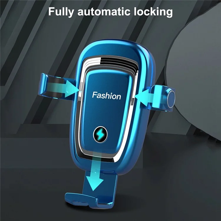 S19 Caricabatterie wireless per auto da 15 W Supporto per presa d'aria Porta telefono con rilevamento gravitazionale Ricarica wireless rapida Qi - Blu 
