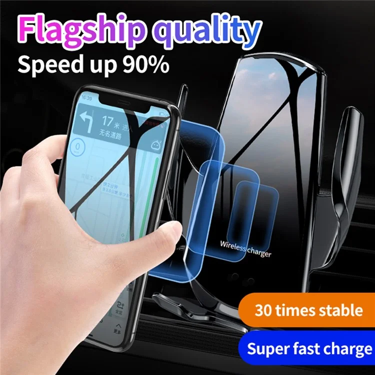 Q6 Drahtloses Auto Ladegerät Mount Infrarot Sensor Wireless Ladegerät Back Touch Auto Clamping Air Entlüftung Telefonhalter Support QC2.0 / 3.0 Protokoll