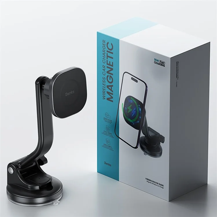 Benks CZ02 Pro Saugnapfbecher Mount Wlan -ladegerät 15W Schneller Ladung Magnetischer Absorption Telefonhalter