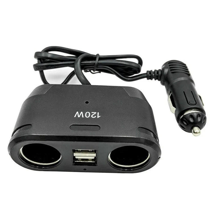 1672 Auto Ladegerät 120W Hochleistungszigarette Leichter Ladegerät Mit Dual USB + Dual Female Cigarette Leichter Für Handy, MP3, MP4