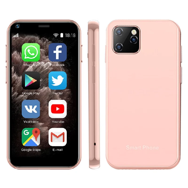 SOYES XS11 Mini 3G Smartphone Android 6.0 3D Glass HD Camera Dual SIM Quad Core Palm Mobile Phone - Pink