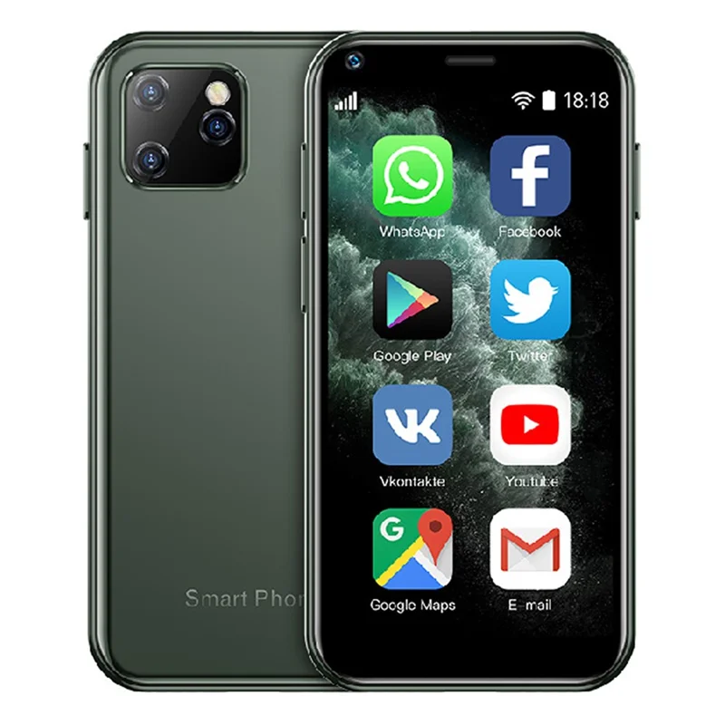 SOYES XS11 Mini 3G Smartphone Android 6.0 3D Glass HD Camera Dual SIM Quad Core Palm Mobile Phone - Green