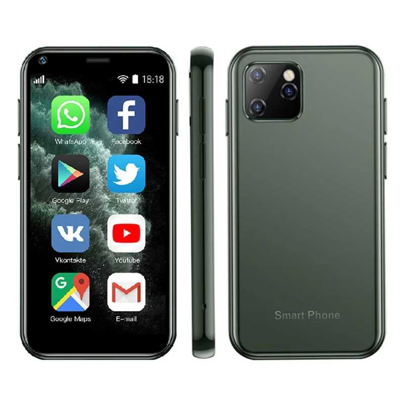 SOYES XS11 Mini 3G Smartphone Android 6.0 3D Glass HD Camera Dual SIM Quad Core Palm Mobile Phone - Green