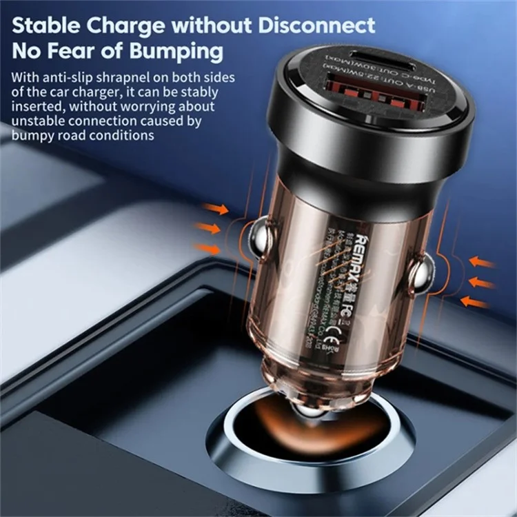 REMAX RCC338 Walking Cyberpunk Clear Car Charger USB-A + Type-C Dual Port PD 30W Fast Charger