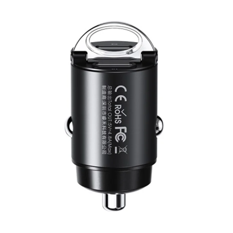REMAX RCC332 Tanya Pro Series Chargeur de voiture à double Type-C PD 30W Chargeur rapide Adaptateur avec mini poignée en anneau - Noir