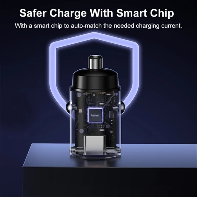 REMAX RCC332 Tanya Pro Series Chargeur de voiture à double Type-C PD 30W Chargeur rapide Adaptateur avec mini poignée en anneau - Noir