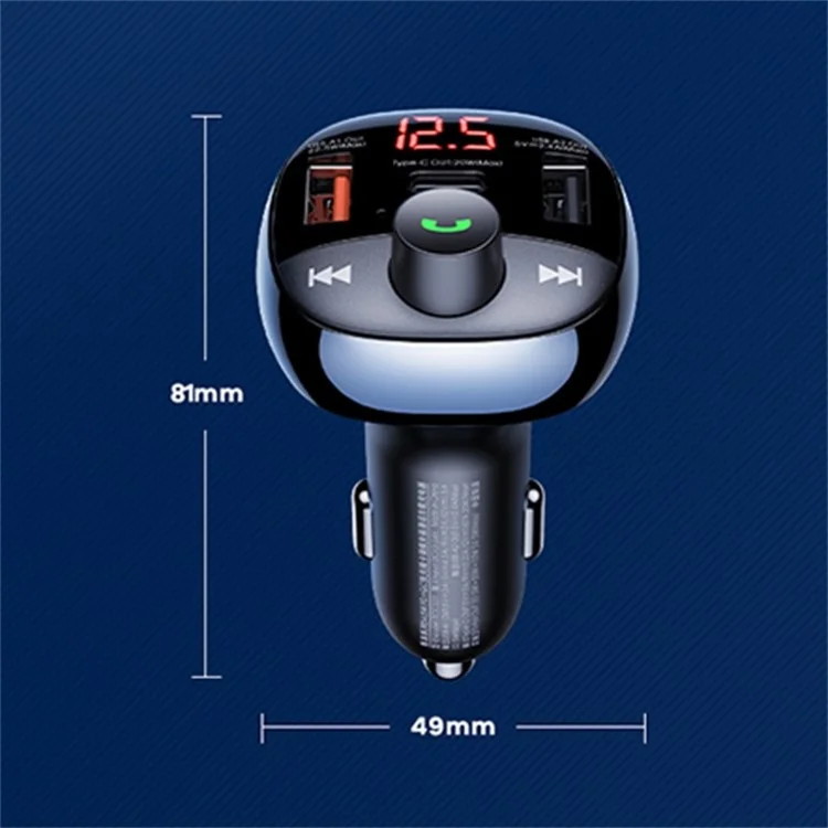 REMAX RCC331 LODI Series Multifunctional Car Charger 54.5W High Power 2 USB-A + 1 Type-C FM Radio