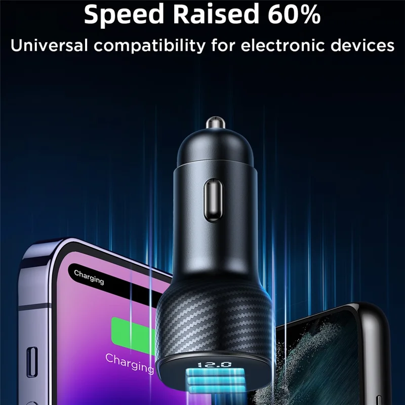 JOYROOM CCD03 3.4A 3 USB Ports Phone Fast Charging Adapter PC+ABS Voltage Digital Display Car Charger