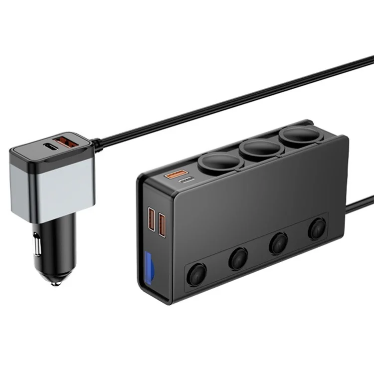 Chargeur de voiture multiports USB TR-54 PD+QC3.0 Chargeur de voiture rapide 12V-24V 3 Prises Allume-cigare Répartiteur
