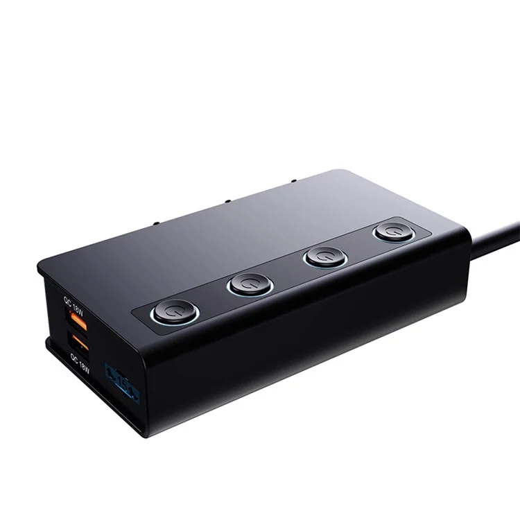 Chargeur de voiture multiports USB TR-54 PD+QC3.0 Chargeur de voiture rapide 12V-24V 3 Prises Allume-cigare Répartiteur