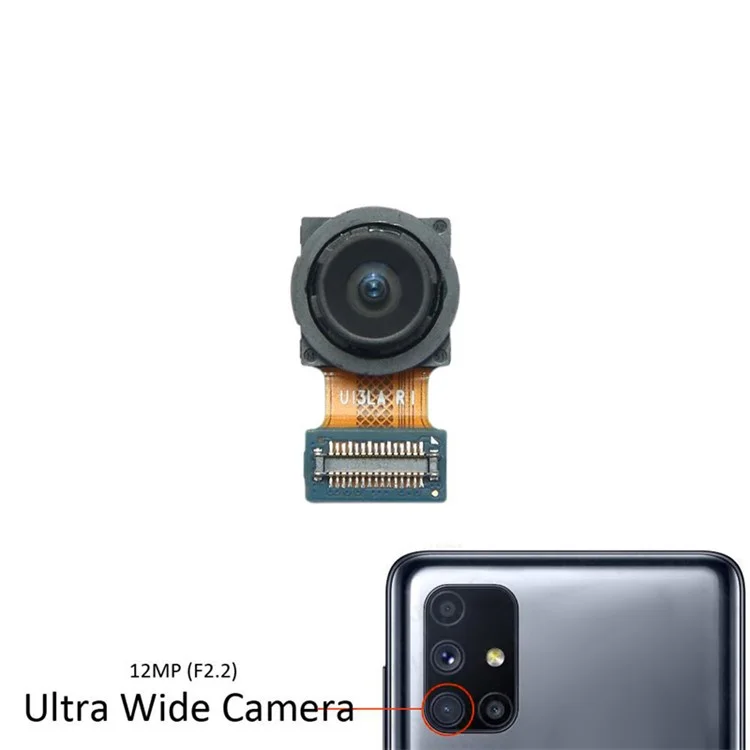 Para Samsung Galaxy M51 M515 OEM Rear Big Back Camera Part 12 MP, f / 2.2, 123 grados Ultrawide Camera Module (sin logotipo)
