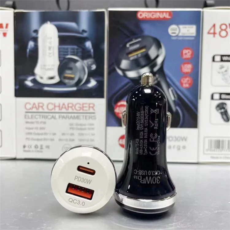 Stazione di ricarica universale per telefoni cellulari P28 USB-C PD30W + USB QC3.0 18W Ricarica rapida - Nero 