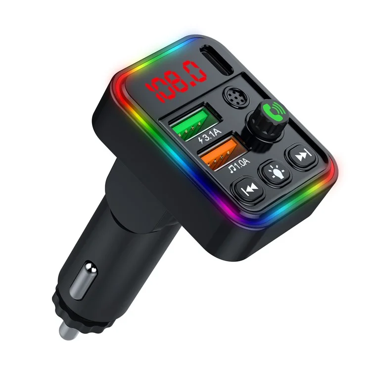 P19 Voiture Sans fil 7 Couleurs LED Rétroéclairage MP3 Mains-libres Appel Bluetooth Chargeur Audio Voiture Prend en charge U Disque 