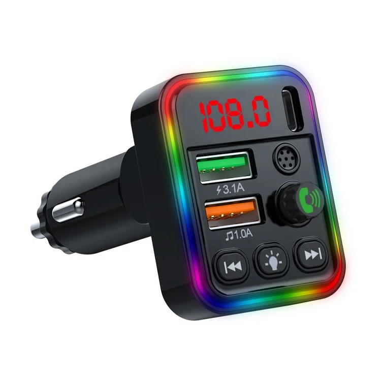 P19 Voiture Sans fil 7 Couleurs LED Rétroéclairage MP3 Mains-libres Appel Bluetooth Chargeur Audio Voiture Prend en charge U Disque 