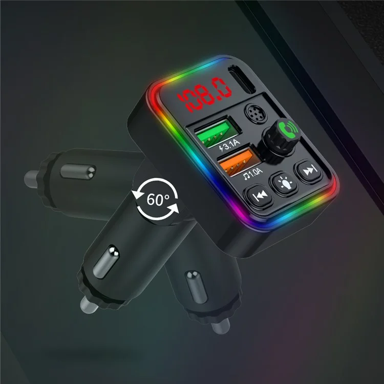 P19 Voiture Sans fil 7 Couleurs LED Rétroéclairage MP3 Mains-libres Appel Bluetooth Chargeur Audio Voiture Prend en charge U Disque 