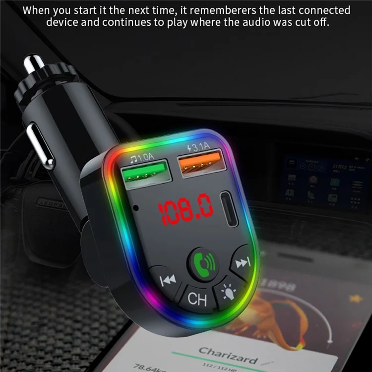 Appel mains-libres Bluetooth pour voiture P20 Lecteur MP3 audio numérique Écran de voiture Chargeur de voiture avec doubles ports USB