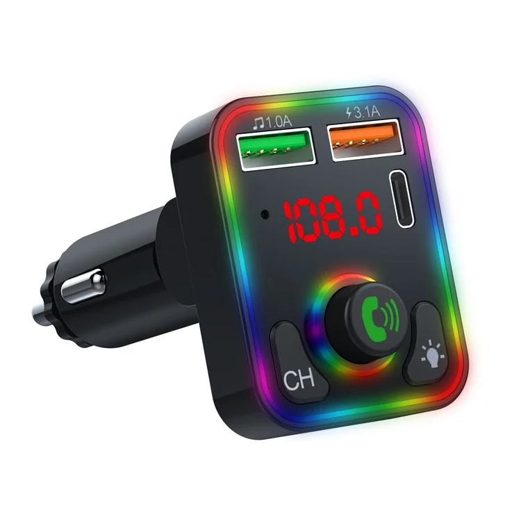 P3 Car MP3-Player FM-Sender PD Schnellladegerät + 2,4A Bluetooth Freisprecheinrichtung AUX Audio Autoladegerät