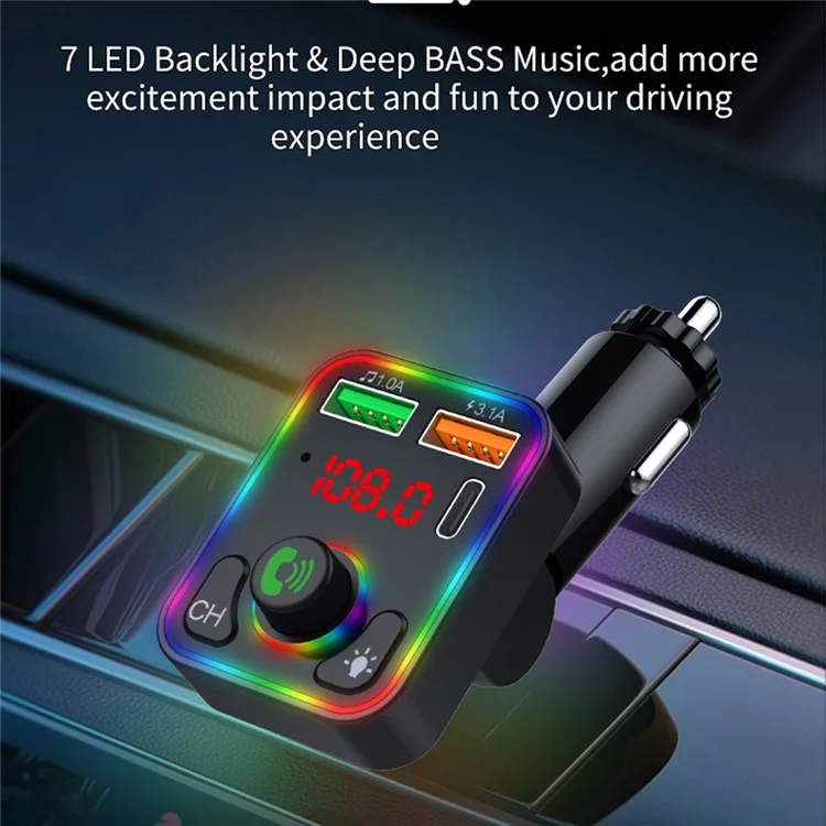P3 Car MP3-Player FM-Sender PD Schnellladegerät + 2,4A Bluetooth Freisprecheinrichtung AUX Audio Autoladegerät