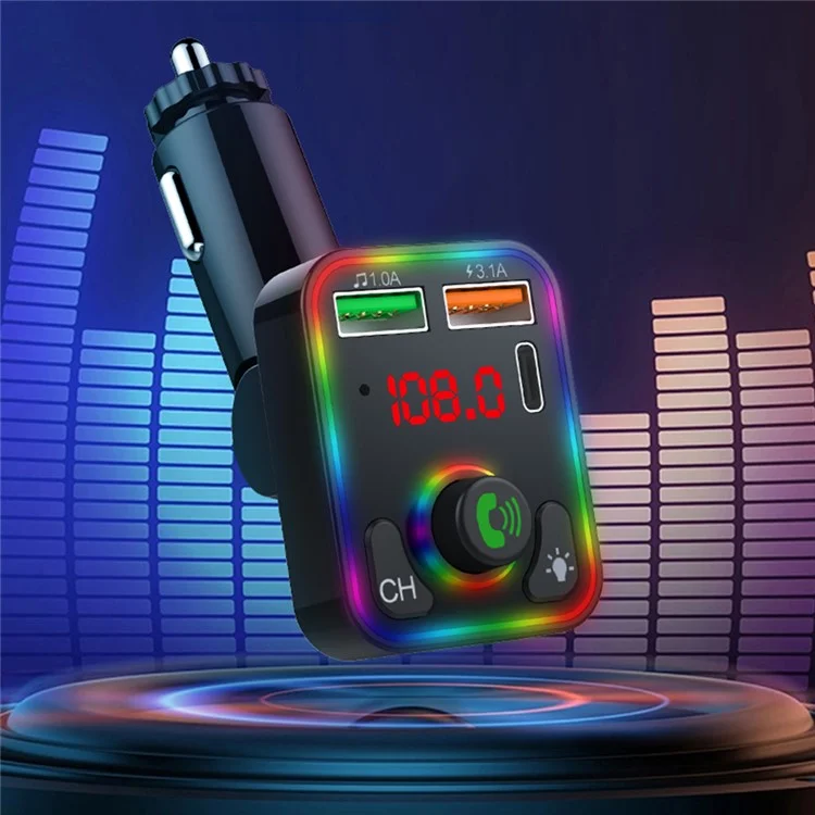 P3 Car MP3-Player FM-Sender PD Schnellladegerät + 2,4A Bluetooth Freisprecheinrichtung AUX Audio Autoladegerät