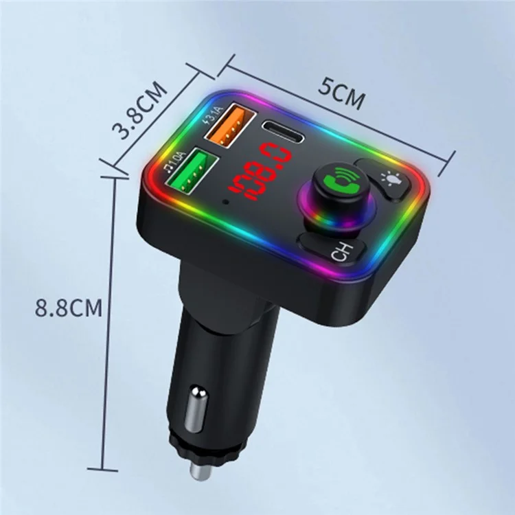P3 Car MP3-Player FM-Sender PD Schnellladegerät + 2,4A Bluetooth Freisprecheinrichtung AUX Audio Autoladegerät