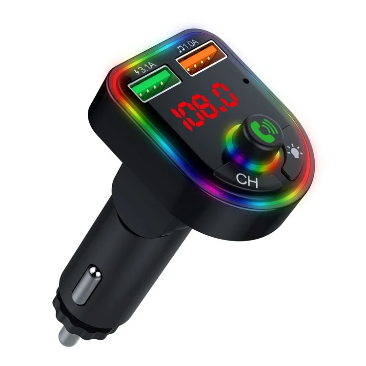 P6 Colorful Ambient Lights Car Charger Smart Bluetooth-compatible Calling Car Wireless MP3 Audio Device