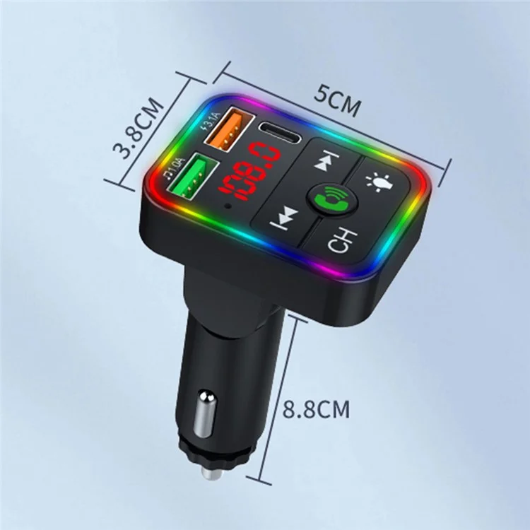 P2 Car Player Charger Dual USB Port Cigarette Lighter Car Charger Support Bluetooth-compatible Hands Free Calling
