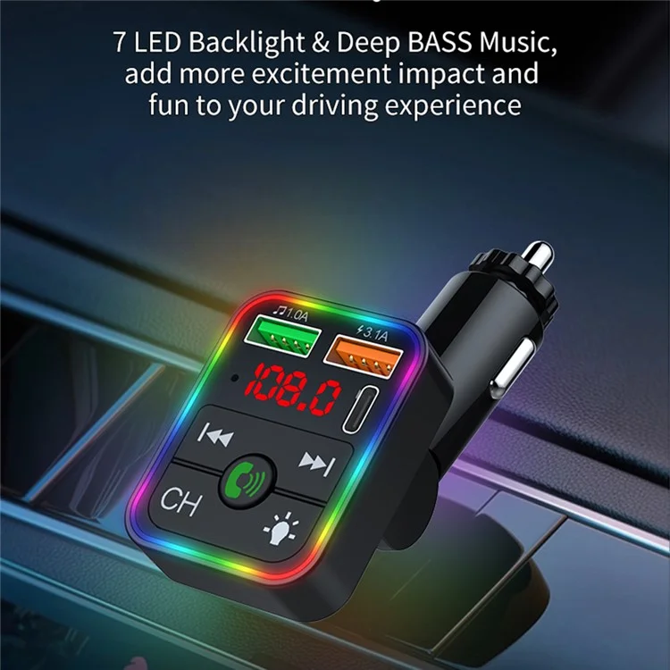 P2 Car Player Charger Dual USB Port Cigarette Lighter Car Charger Support Bluetooth-compatible Hands Free Calling
