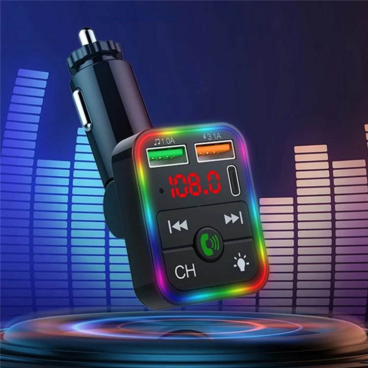P2 Car Player Charger Dual USB Port Cigarette Lighter Car Charger Support Bluetooth-compatible Hands Free Calling