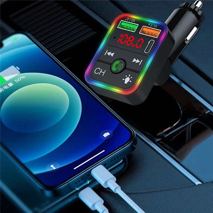 P2 Car Player Charger Dual USB Port Cigarette Lighter Car Charger Support Bluetooth-compatible Hands Free Calling
