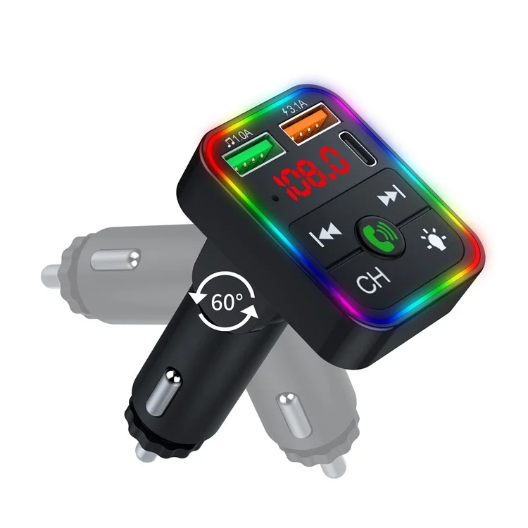 P2 Car Player Charger Dual USB Port Cigarette Lighter Car Charger Support Bluetooth-compatible Hands Free Calling