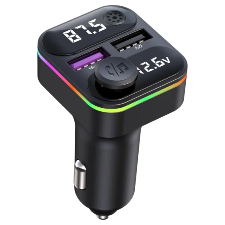 C37 Bluetooth-compatible FM Transmitter for Car QC3.0 20W Fast Charger LED Backlit Atmosphere Light MP3 Player