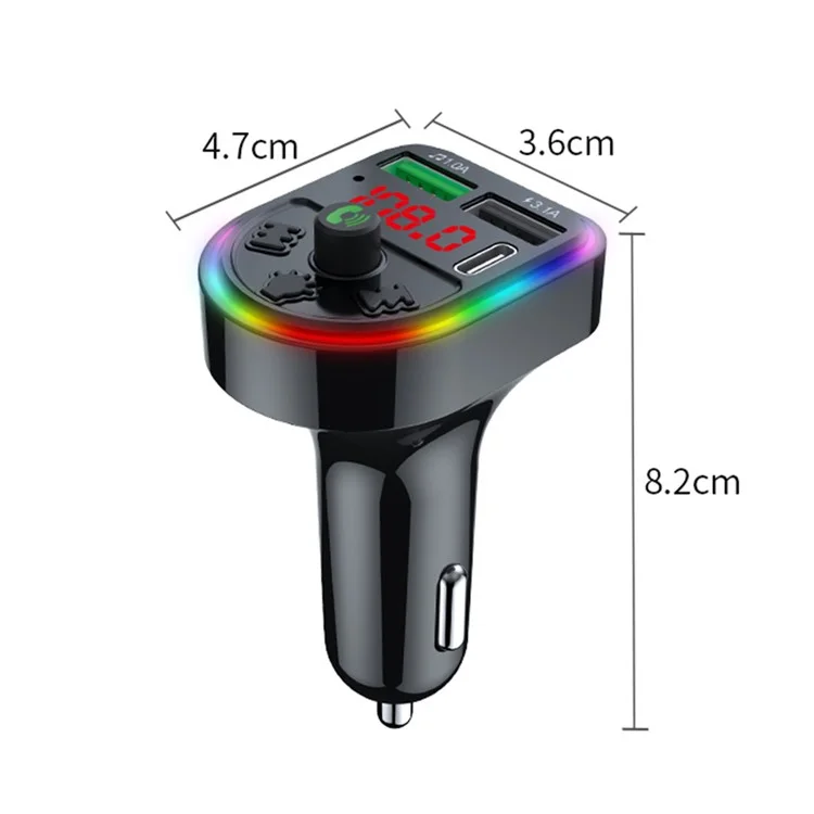 F21 Bluetooth-Autoradapter Freisprecheinrichtung Anruf FM-Sender HiFi-Sound MP3-Musikplayer PD + USB-Autoladegerät