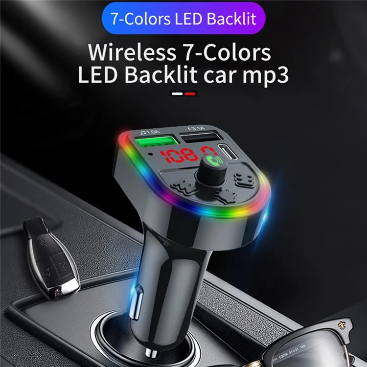 F21 Bluetooth-Autoradapter Freisprecheinrichtung Anruf FM-Sender HiFi-Sound MP3-Musikplayer PD + USB-Autoladegerät