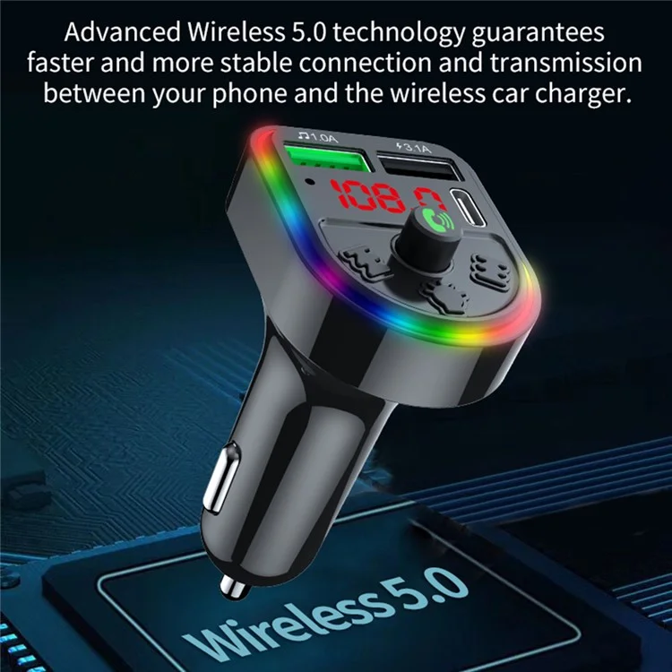 F21 Bluetooth-Autoradapter Freisprecheinrichtung Anruf FM-Sender HiFi-Sound MP3-Musikplayer PD + USB-Autoladegerät