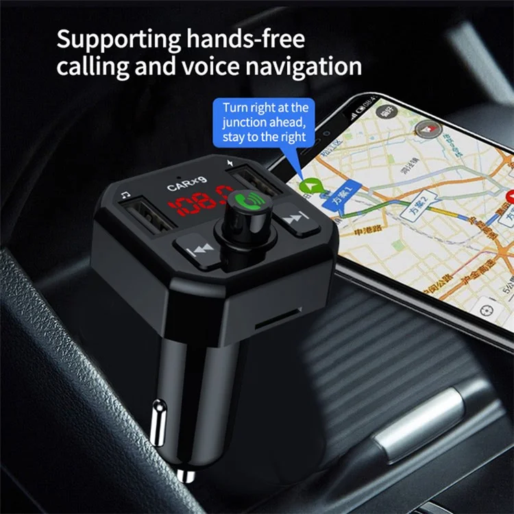 Lecteur MP3 pour voiture X9 avec arrêt automatique, mémoire, Bluetooth, appel et émetteur FM avec double port USB
