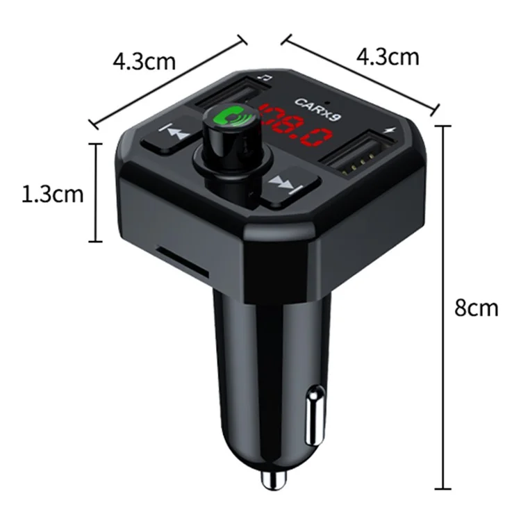 Lecteur MP3 pour voiture X9 avec arrêt automatique, mémoire, Bluetooth, appel et émetteur FM avec double port USB