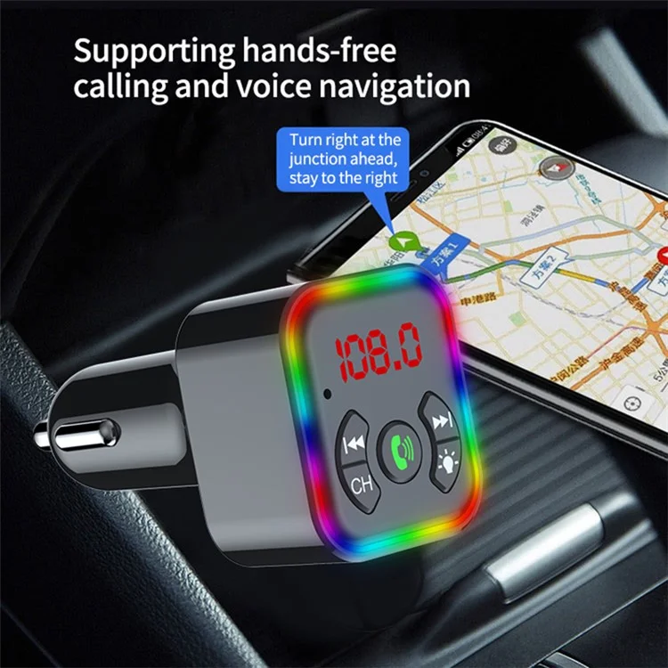 F10 kabellose Bluetooth-Freisprecheinrichtung für Autos mit Unterstützung für USB-Stick, MP3-Player und Ambientbeleuchtung 