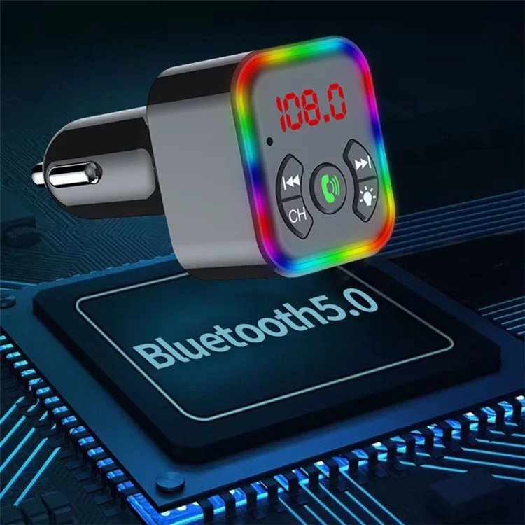 F10 kabellose Bluetooth-Freisprecheinrichtung für Autos mit Unterstützung für USB-Stick, MP3-Player und Ambientbeleuchtung 