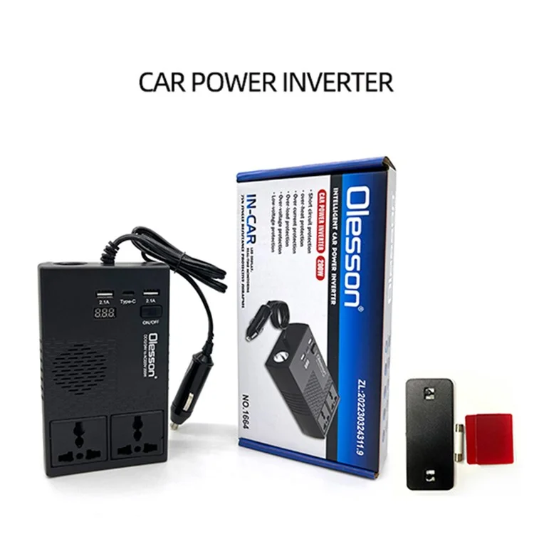 1664 Car Charger Cigarette Lighter Car Inverter 12V to 220V Car High-Power 200W Power Socket