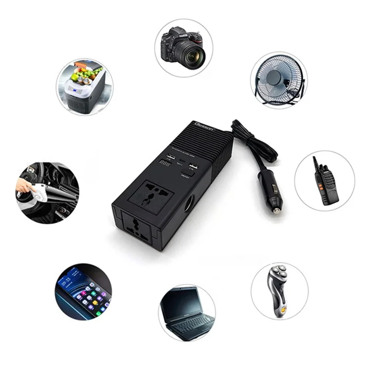 Inversor de energia para carro 1665 de 200W, tomada para carro, isqueiro, carregador de 12V para 220V