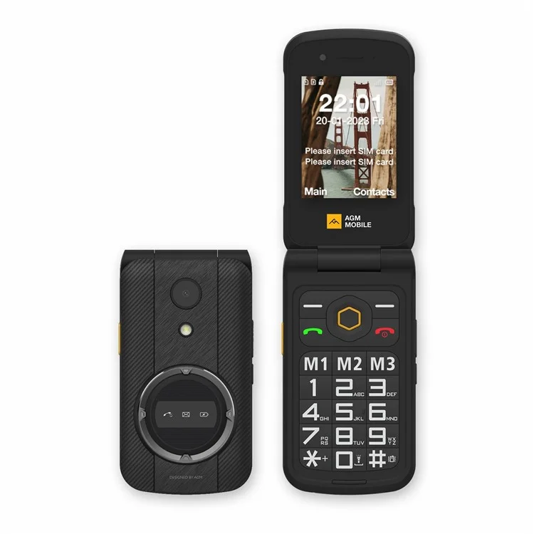 AGM M8 FLIP 4G Rugged Flip Phone Large Button Powerful Speaker Cell Phone, EU Plug