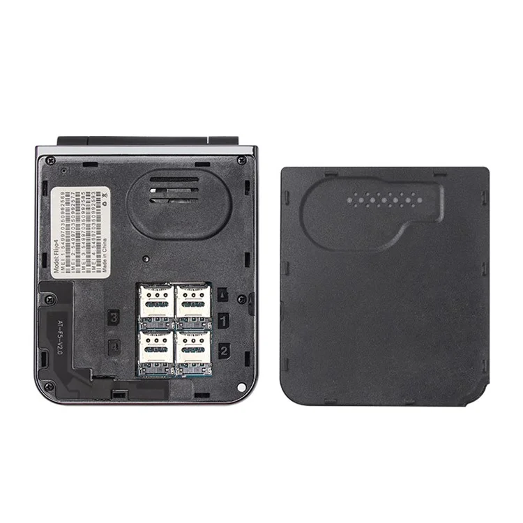 Téléphone portable à clapet avec 4 fentes pour cartes SIM, écran de 2,55 pouces - Noir / Pack de langues 4