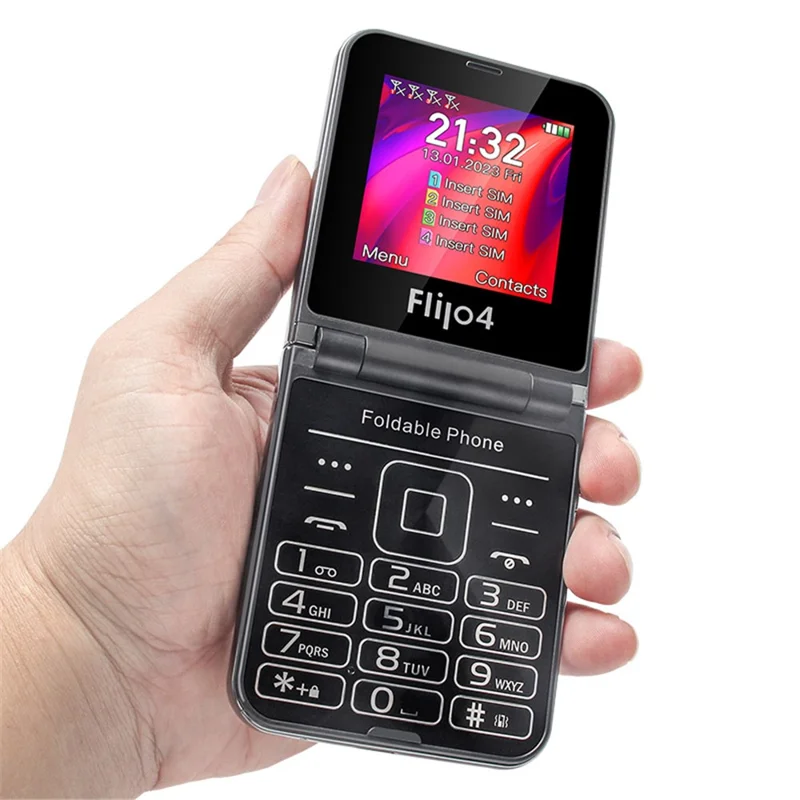 F265 2.55 Inches Cell Phone 4 SIM Cards Keypad Folding Mobile Phone - Purple / Language Pack 3