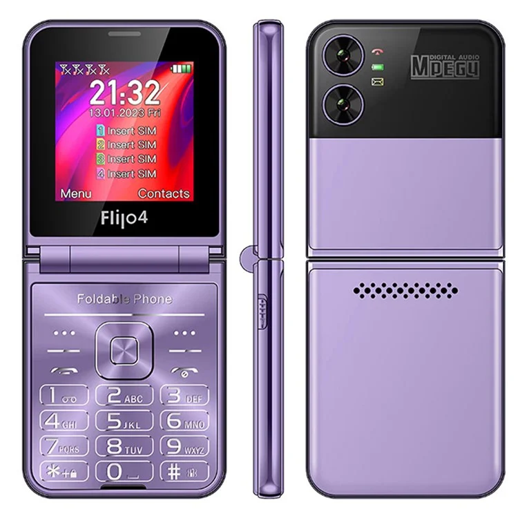 F265 2,55 Zoll Mobiltelefon 4 SIM-Karten Tastatur Klapphandy - Lila / Sprachpaket 5