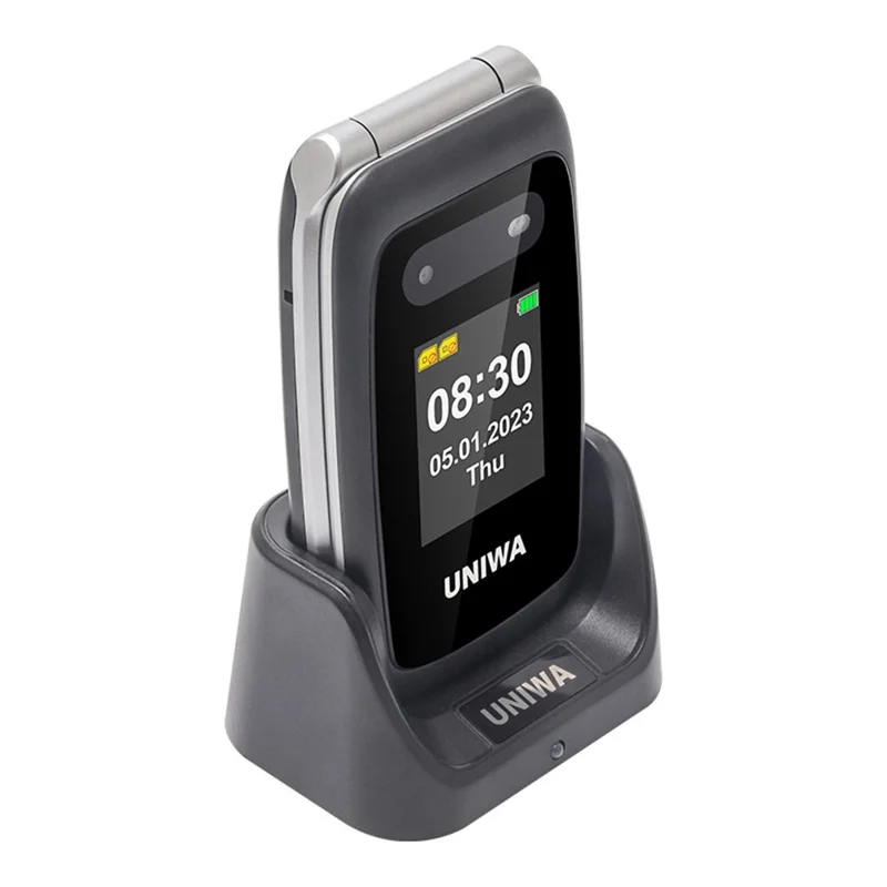 UNIWA V202T Telefono Pieghevole 4G con Display da 1,77 Pollici, Doppia SIM, Lunga Durata della Batteria, FM, SOS, Torcia - Nero / Confezione Multilingua 2