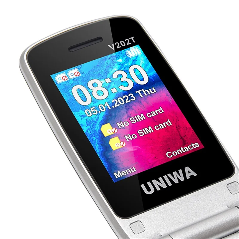 UNIWA V202T Telefono Pieghevole 4G con Display da 1,77 Pollici, Doppia SIM, Lunga Durata della Batteria, FM, SOS, Torcia - Nero / Confezione Multilingua 2
