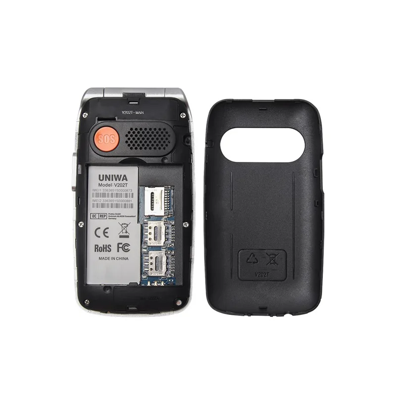 UNIWA V202T 1.77-Inch 4G Ultra Long Standby Dual-SIM Phone FM SOS Flashlight Folding Phone - Blue / Language Pack 2